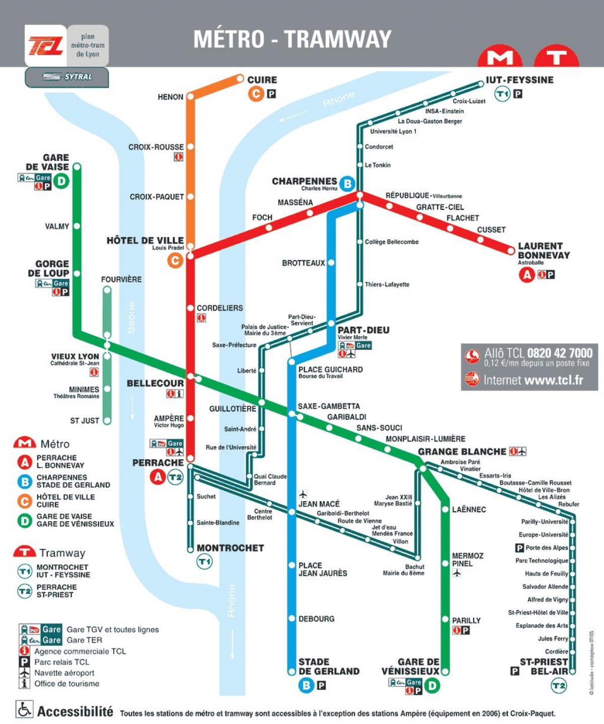 Mappa delle stazioni della metropolitana di Lione