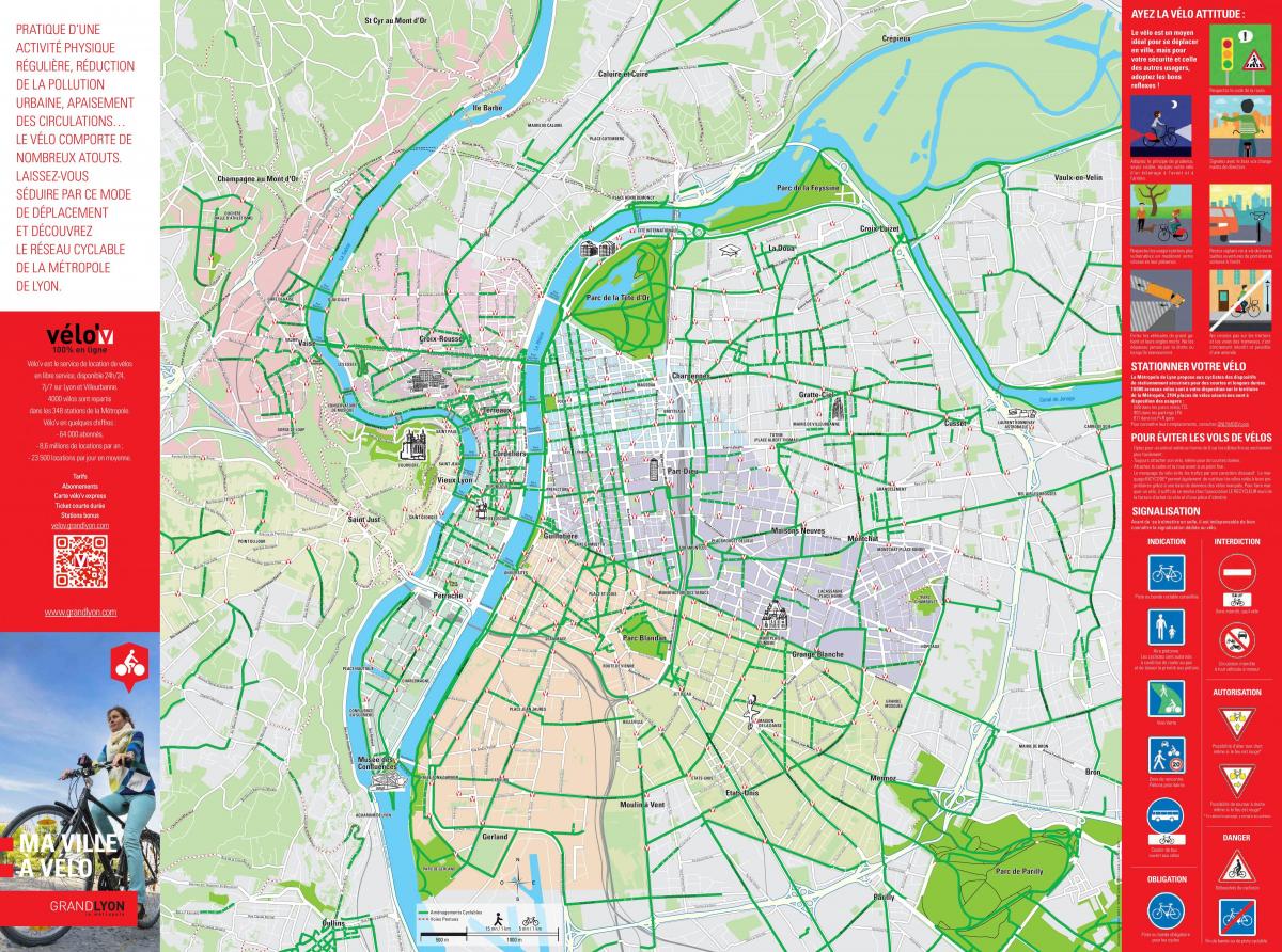 Mappa delle piste ciclabili di Lione