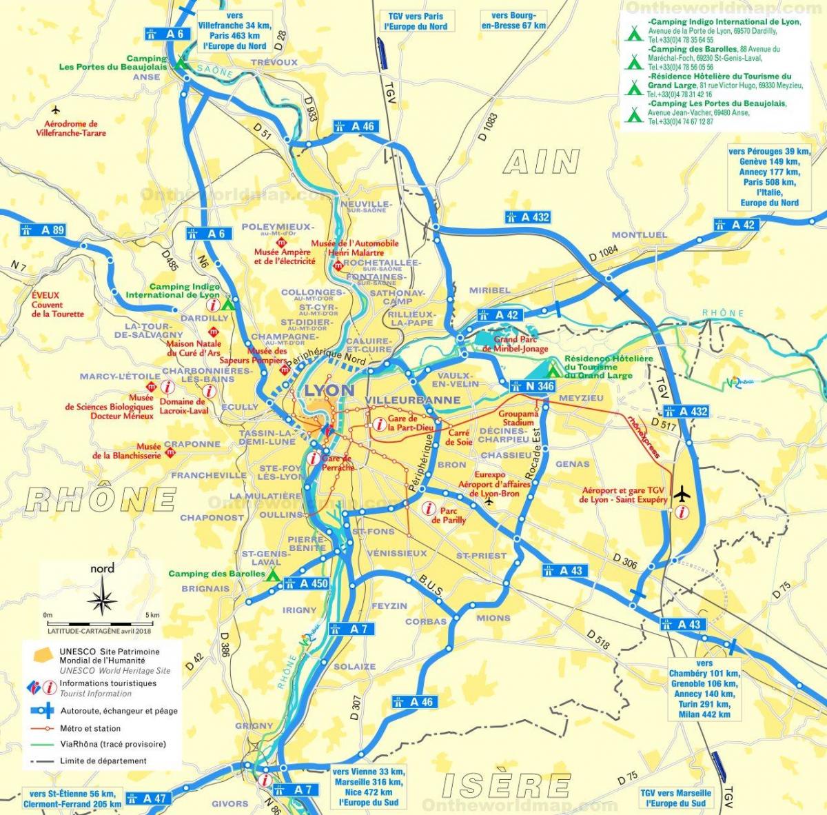 Mappa degli aeroporti di Lione