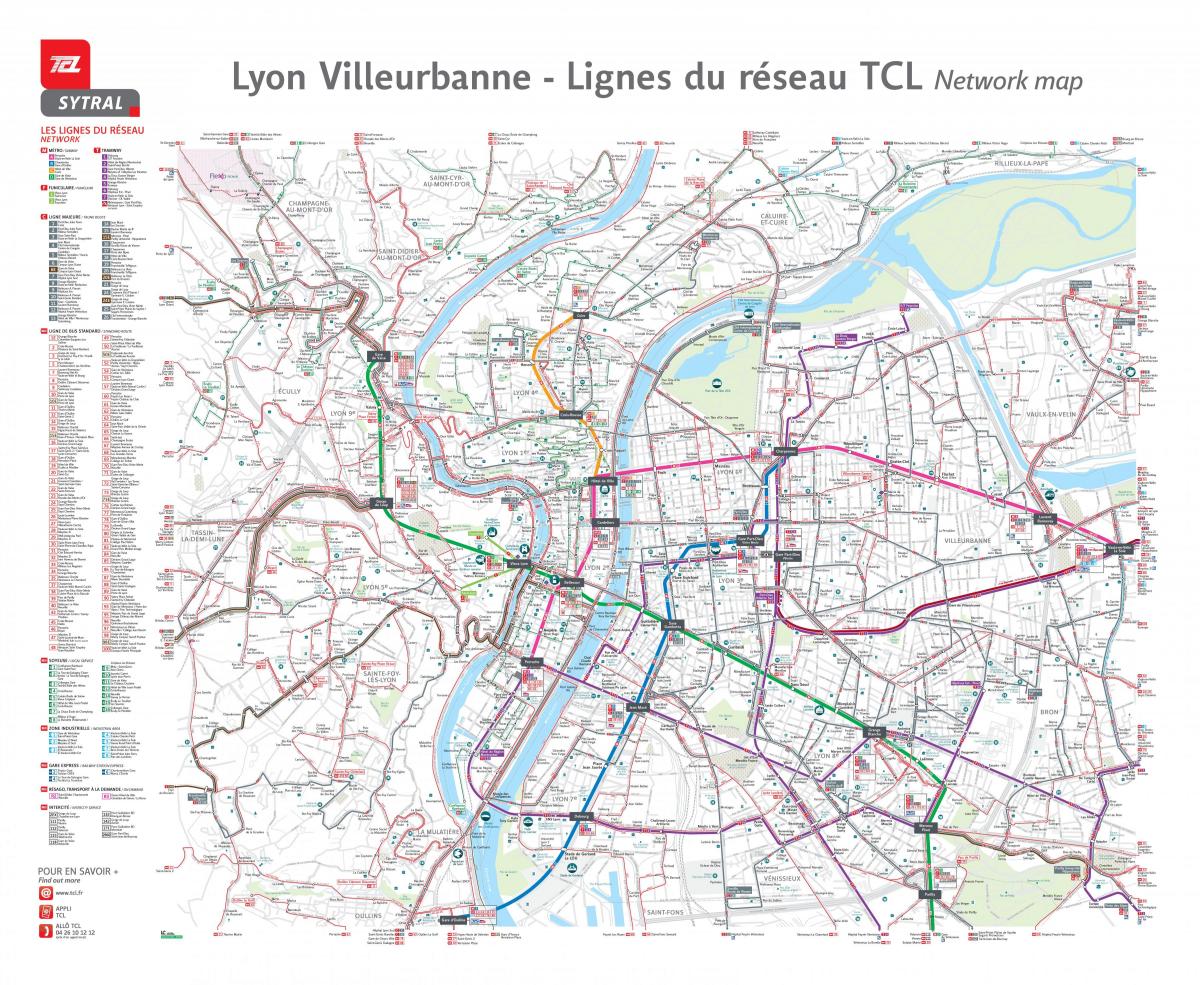 Mappa dei trasporti di Lione