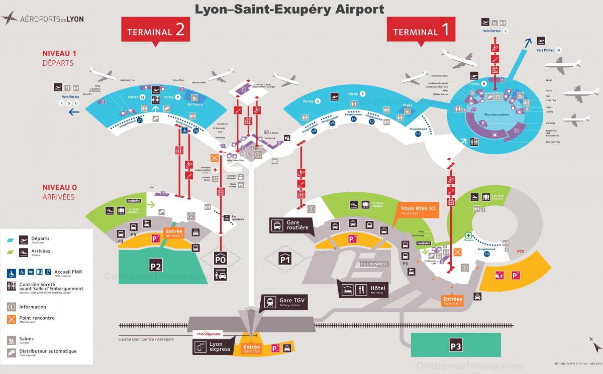Mappa del terminal dell'aeroporto di Lione